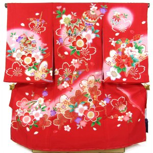 画像: 女の子お宮参り着物　赤